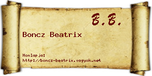 Boncz Beatrix névjegykártya